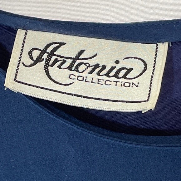 Antonia Collection Dress Blue Silk Shift - Picture 2 of 5